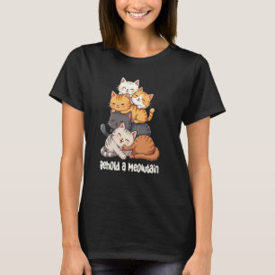 Süße Meowtain-Katzen Glückliches Stapel-Design T-Shirt