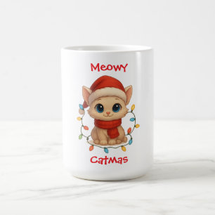 Süße Meowy Catmas-Katze Frohe Weihnachten Lustig Kaffeetasse