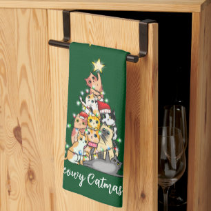 Süße Meowy Catmas Katzen Weihnachtsbaum Anpassung Geschirrtuch
