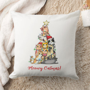 Süße Meowy Catmas Katzen Weihnachtsbaum Kissen