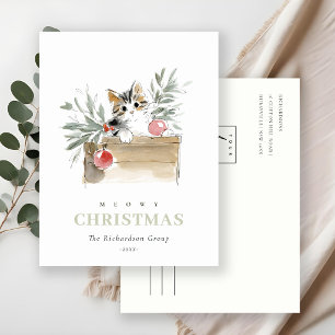 Süße Meowy Weihnachtsbox Katze Firmenlogo Feiertagspostkarte