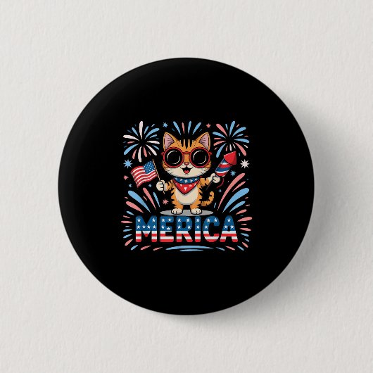 Süße Merica 4. Juli Katze 250 Jahre Veranda Gans Button (Vorderseite)