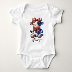Süße Milchkuh mit Schleife Baby Strampler