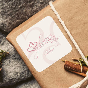 Süße minimalistische moderne pink-cream Schrift Ga Quadratischer Aufkleber