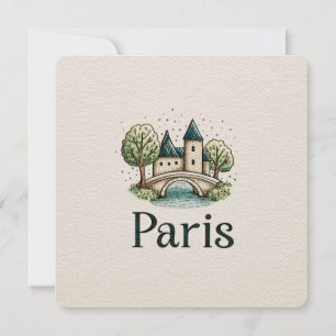 Süße minimalistische Pariser Skyline Feiertagskarte