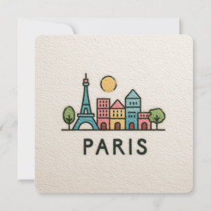 Süße minimalistische Pariser Skyline Feiertagskarte