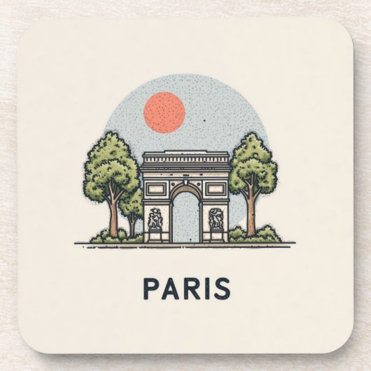 Süße minimalistische Pariser Skyline Getränkeuntersetzer (Vorderseite)