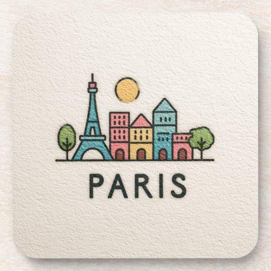 Süße minimalistische Pariser Skyline Getränkeuntersetzer (Vorderseite)