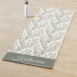 Süße minimalistische Salbei-Crem-Blumen-Script-Nam Yogamatte