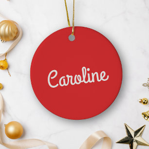 Süße minimalistische Skript-Typografie Name Rot We Keramik Ornament