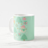 Süße Mint-Weihnachtshirsche und Schneemann Kaffeetasse (Vorderseite Links)