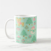 Süße Mint-Weihnachtshirsche und Schneemann Kaffeetasse (Links)