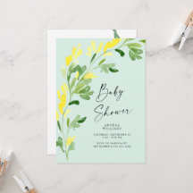 Süße Minze Gelbe Wildblumen Baby Shower