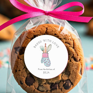 Süße "Mit Liebe gebacken" Klassische runde Aufkleb Runder Aufkleber