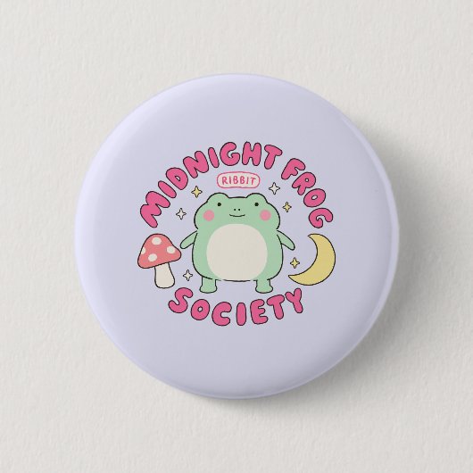 Süße Mitternachts-Frosch-Gesellschaft Kawaii Paste Button (Vorderseite)