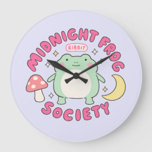 Süße Mitternachts-Frosch-Gesellschaft Kawaii Paste Große Wanduhr
