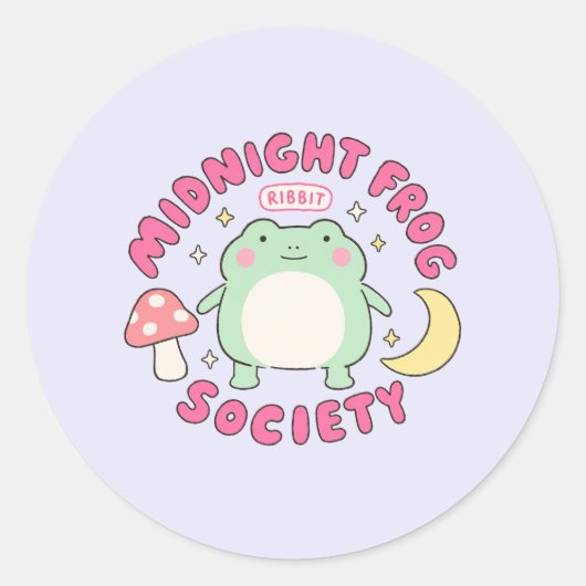 Süße Mitternachts-Frosch-Gesellschaft Kawaii Paste Runder Aufkleber (Vorderseite)