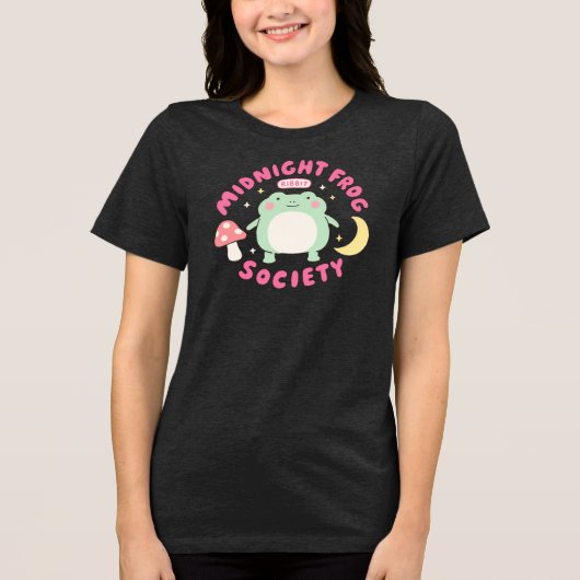 Süße Mitternachts-Frosch-Gesellschaft Kawaii Paste Tri-Blend Shirt (Vorderseite)