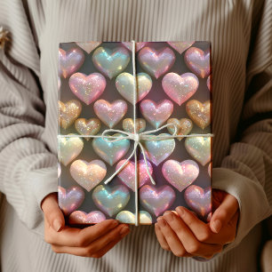 Süße Mitternachtsblaue schicke bunte Herzen Geschenkpapier
