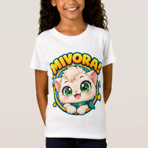 Süße Mivora Anime-Katze Metall-Wandkunst T-Shirt