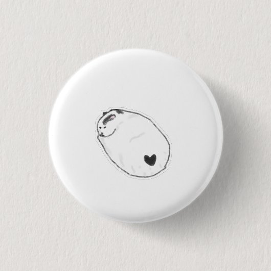 Süße Mochi-Katze mit Herzfleck Handgezeichnete Kun Button (Vorderseite)