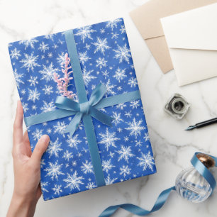 Süße moderne blaue weiße Schneeflocke Winter Wasse Geschenkpapier