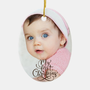 Süße moderne Erstes Weihnachten des Babys 2 Foto  Keramik Ornament