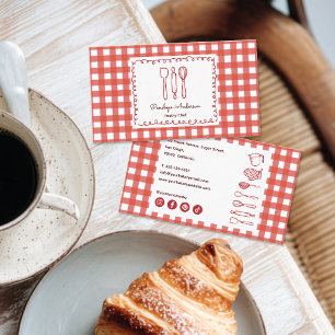 Süße moderne Farmhaus-Gingham-Sozial-Icons Visitenkarte