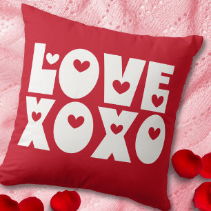 Süße moderne fette rote Valentinstag Liebe XOXO Kissen