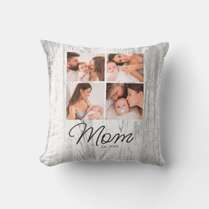 Süße moderne Fotocollage Mom Est gegründet Kissen