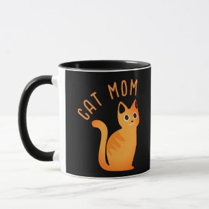 Süße moderne getigerte Katzenmutter Schwarz Orange Tasse