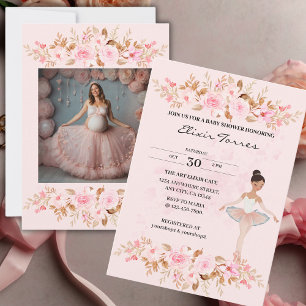 Süße moderne kleine Ballerina Foto Baby Shower Einladung