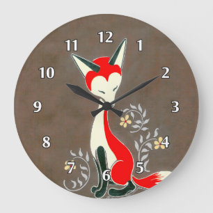 Süße moderne künstlerische Fuchsmalerei Große Wanduhr