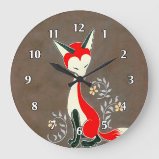 Süße moderne künstlerische Fuchsmalerei Große Wanduhr