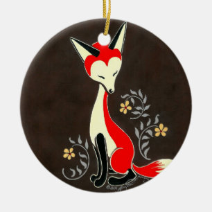Süße moderne künstlerische Fuchsmalerei Keramik Ornament