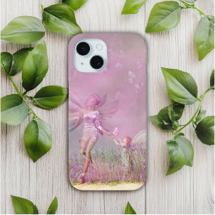 Süße moderne Mädchen-Pink-Schmetterlingsfeen iPhone 15 Hülle
