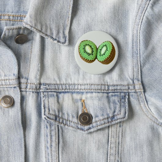 Süße moderne minimalgrüne Crochet Kiwi Frucht Button (Beispiel)