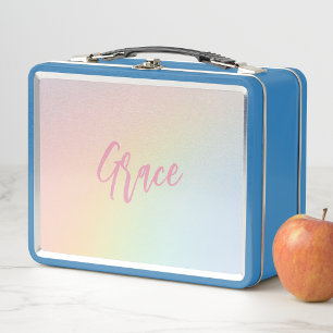 Süße moderne Pastell-Regenbogen-Mädchen Metall Brotdose