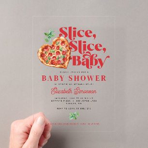 Süße moderne rote weiße Scheibe Scheibe Baby-Party Acryleinladungen