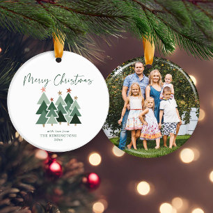 Süße moderne rustikale Weihnachtsbäume Feiertagsfo Ornament