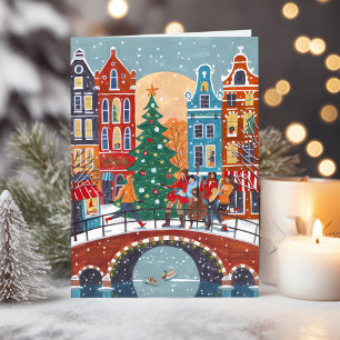 Süße moderne Stadt Amsterdam Weihnachten Karte