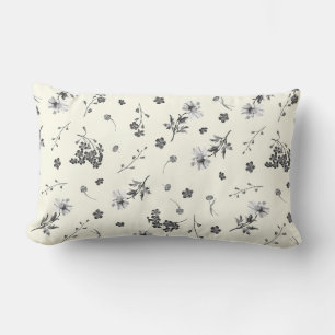 Süße moderne vintage graue weiße Wildblumen Lendenkissen