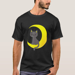 Süße Mondkatze Mondlicht Halbmond Niedliche Katze  T-Shirt