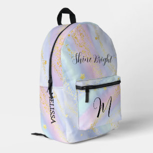 Süße Monogramm-Glittersterne für Mädchen Schule  Bedruckter Rucksack