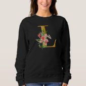 Süße Monogramm-Initial-Buchstaben Blumen Großes L_ Sweatshirt (Vorderseite)
