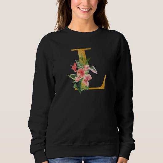 Süße Monogramm-Initial-Buchstaben Blumen Großes L_ Sweatshirt (Vorderseite)