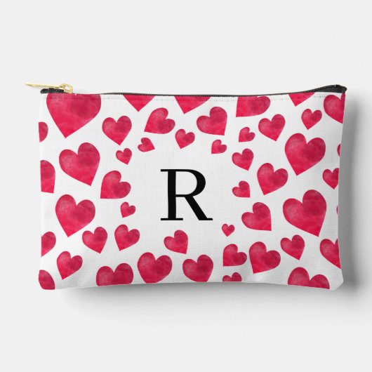 Süße Monogramm Valentinstag Herzen Zubehörtasche (Vorderseite)