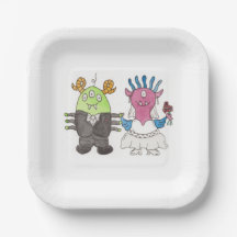 Süße Monster Alternative Hochzeitspapierplatte
