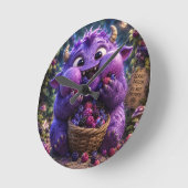 Süße Monster Fantasy Waldkunst Runde Wanduhr (Winkel)