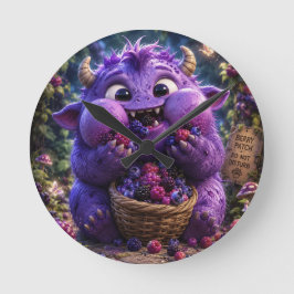 Süße Monster Fantasy Waldkunst Runde Wanduhr